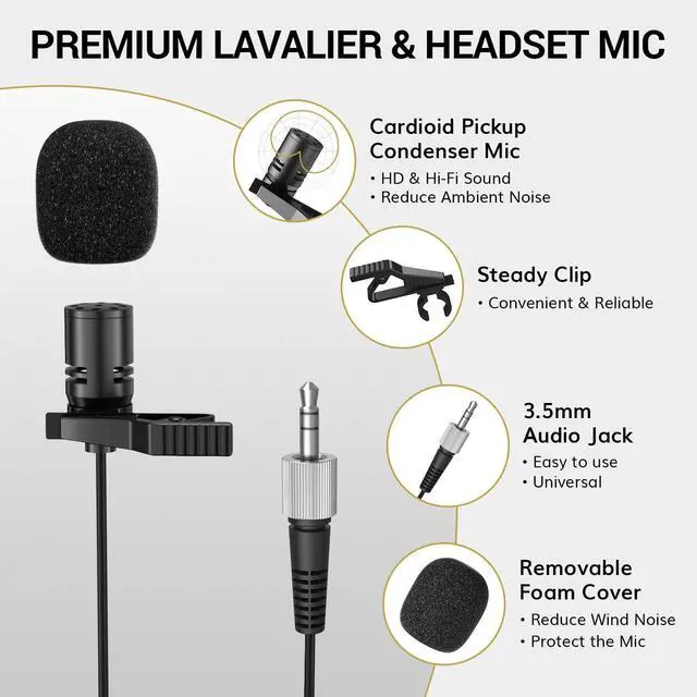 Alt view image 4 of 7 - Wireless Microphones System with 8x12 Channels Headset/Lavalier Lapel Mics, Bodypack Transmitter, Receiver, 90 m/295ft UHF Range for Church Conference Performance Singing Karaoke PA Speaker