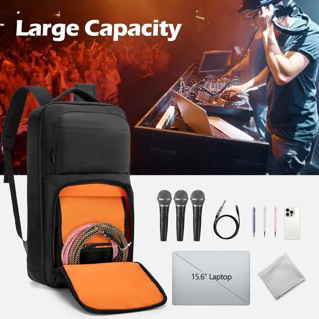 Alt view image 7 of 7 - DJ Controller Backpack Fits for DDJ-400/SB2/SB3/DDJ-REV1/DDJ-FLX4 | Laptop Sleeve, 2 Front Pocket, Padded DJ Controller Mixer Storage Bag Carrying Case for DJ Equipment and Cable