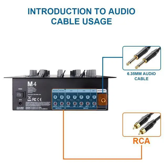 Alt view image 7 of 7 - DJ-M4 Black 4-Channel Aduio Mixer, Bluetooth & USB Audio Mixer with Crossfader, 3-Band EQ, Gain Control, and Cue Monitor Function - Professional Soundboard for Parties, Clubs, Karaoke