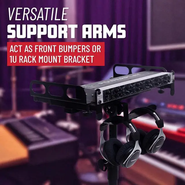 Alt view image 3 of 7 - Adjustable Rolling Mixer Stand with Locking Casters and Headphone Hanging Rack, (GFW-MIXERCART-0400)