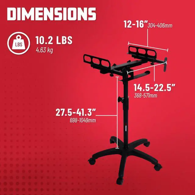 Alt view image 6 of 7 - Adjustable Rolling Mixer Stand with Locking Casters and Headphone Hanging Rack, (GFW-MIXERCART-0400)