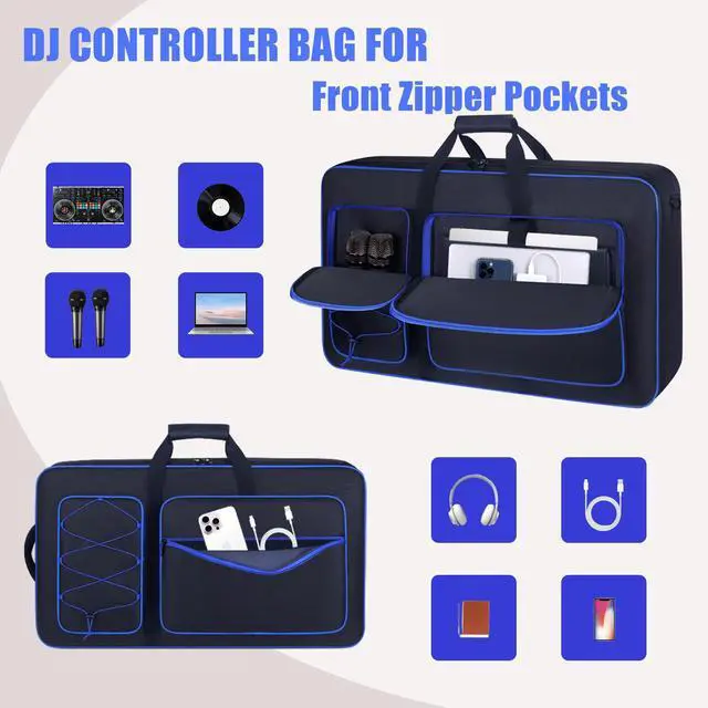 Alt view image 3 of 7 - DJ Controller Case for DDJ FLX10 / GRV6 / REV7 / REV5 / 1000 / SC LIVE 4 | DJ Controller Gig Backpack Bag, Full Soft Padded, Multip-Pocket, with Backpack- & Shoulder-Strap, for DJ & Music Producers