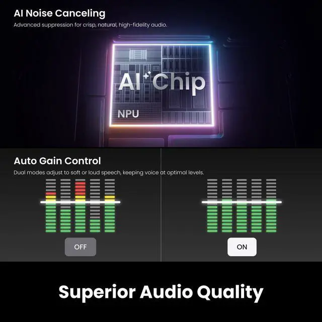 Alt view image 4 of 7 - Mic Pro Transmitter, Wireless Mini Lavalier Microphone for iPhone/Camera/Android, Video Recording, Bluetooth, Customizable E-Ink Display, 3-Mic Array, 32-bit Float Internal Recording