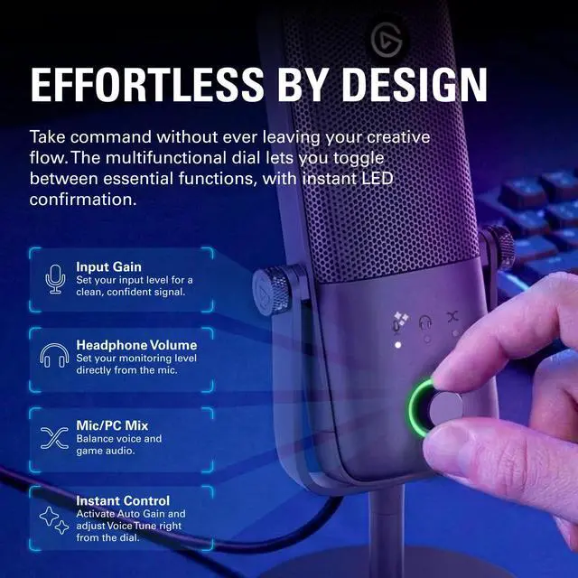 Alt view image 3 of 7 - Wave:3 MK.2 USB Condenser Microphone, DSP Effects | Clipguard 2.0 protection, Auto Gain calibration, Onboard voice enhancer, compressor, EQ, Multifunction dial, USB-C