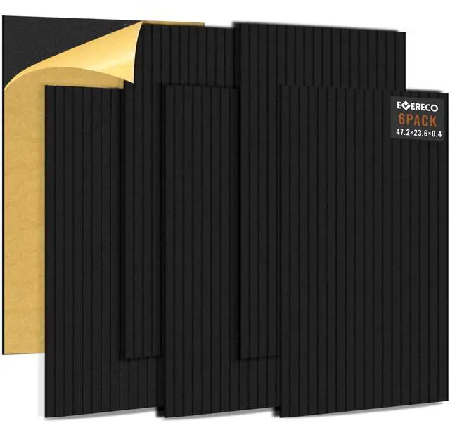 Main image of 6 Pack Large Acoustic Panels, 47.2×23.6×0.4 inches, Soundproof Panels for Wall, Suitable for Media Room, Office Studio&Home(Black)