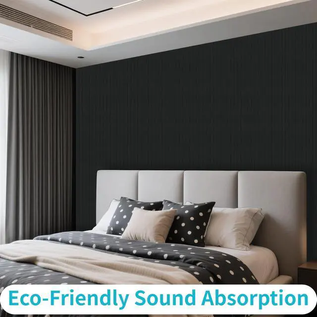Alt view image 7 of 7 - 12 Pack Large Acoustic Wall Panels, 47.2 x 23.6 x 0.4 Inch (92.8 sq ft), Self-Adhesive Sound Absorbing Panels, Decorative Sound Proof Panels for Walls, Echo Reduction for Studio, Office, Black