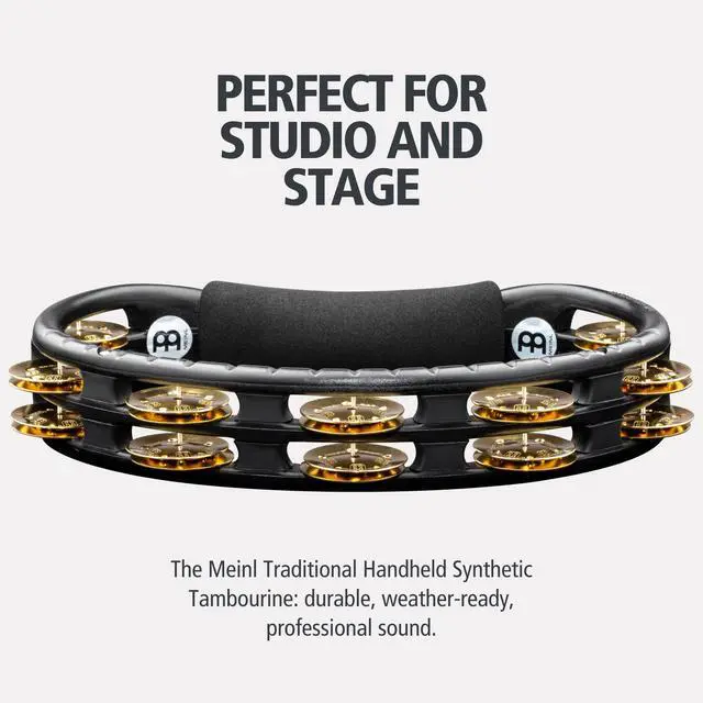 Alt view image 2 of 7 - Tambourine for Adults, Traditional Handheld Musical Instrument NOT MADE IN CHINA Brass Jingles, Synthetic Frame