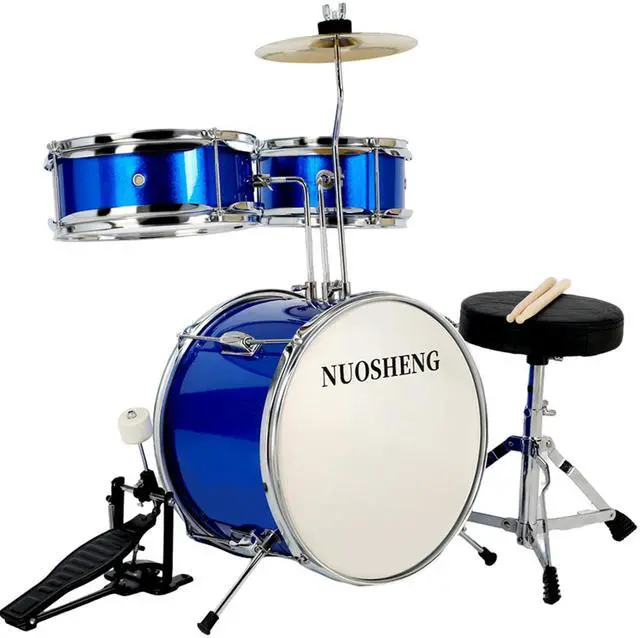 Main image of Kids Drum Set 3-Piece for Beginners, 13 Inch Complete Junior Drum Kit with Bass Tom Snare Drum,Adjustable Throne, Cymbal, Pedal &Drumsticks, Poplar Hardwood Educational Musical Toy