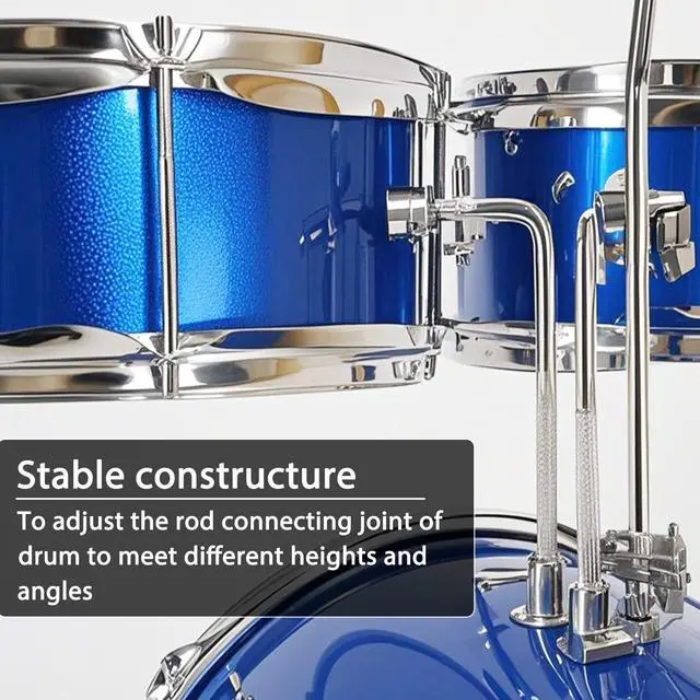 Alt view image 6 of 7 - Kids Drum Set 3-Piece for Beginners, 13 Inch Complete Junior Drum Kit with Bass Tom Snare Drum,Adjustable Throne, Cymbal, Pedal &Drumsticks, Poplar Hardwood Educational Musical Toy