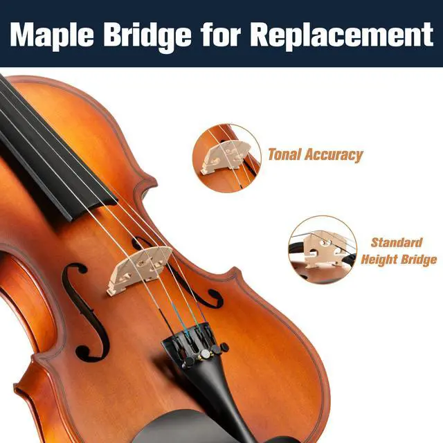 Alt view image 5 of 7 - 3/4 Violin Set For Beginners - Hand Carved Acoustic Violins Kit - Fiddle Solid Wood Kit with Hard Case, Bow, Rosin, Shoulder Rest, Bridge and Extra Strings