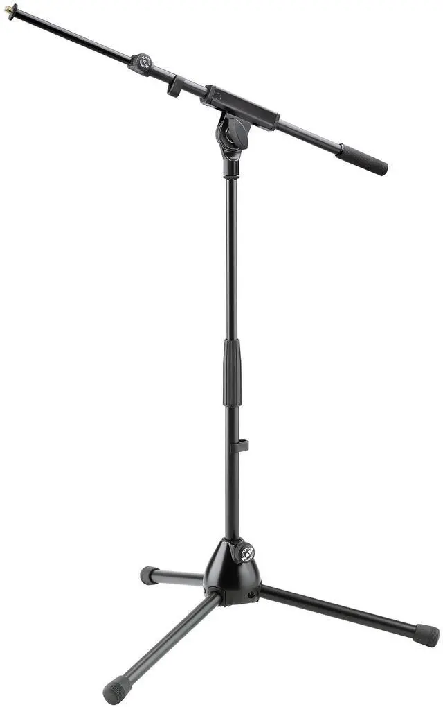 Main image of König & Meyer 25977.500.55 Microphone Stand - Adjustable Telescoping 2-Piece Boom Arm - Shorter Low-Level Height with Folding Leg Base - Professional Grade - German Made - Black
