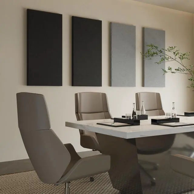Alt view image 4 of 7 - 4 PCS Fiberglass Acoustic Wall Panels, 47.2" x 23.6", Grey | 2" Thick Soundproof Wall Panels with Hanging System for Studios Home Theater Office Meeting Room