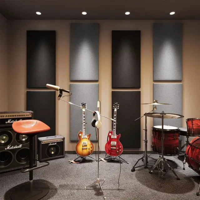 Alt view image 6 of 7 - 4 PCS Fiberglass Acoustic Wall Panels, 47.2" x 23.6", Grey | 2" Thick Soundproof Wall Panels with Hanging System for Studios Home Theater Office Meeting Room