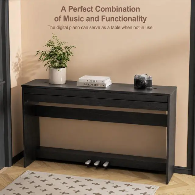 Alt view image 5 of 7 - Digital Piano 88 Key Full-Size Weighted Keyboard, Wooden Classic Upright Electric Piano with Headphone Jack, Piano Stand, 3 Pedal, Suitable for Beginner, Professional