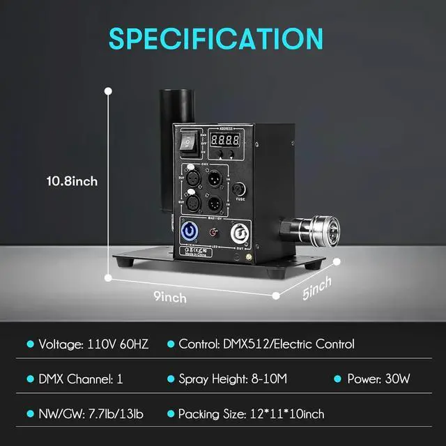 Alt view image 5 of 7 - CO2 Jet Machine with 20ft Hose DMX 512 Control CO2 Cannon Fog Machine Professional Stage Effects for Clubs, Concerts, DJ Events, Parties