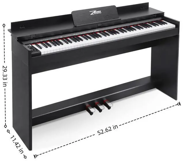 Alt view image 7 of 7 - Digital Piano 88 Key Full-Size Weighted Keyboard, Wooden Classic Upright Electric Piano with Headphone Jack, Piano Stand, 3 Pedal, Suitable for Beginner, Professional