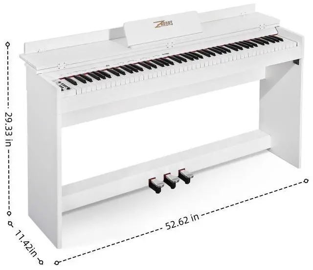 Alt view image 7 of 7 - Digital Piano 88 Key Full-Size Weighted Keyboard, Wooden Classic Upright Electric Piano with Headphone Jack, Piano Stand, 3 Pedal, Suitable for Beginner, Professional