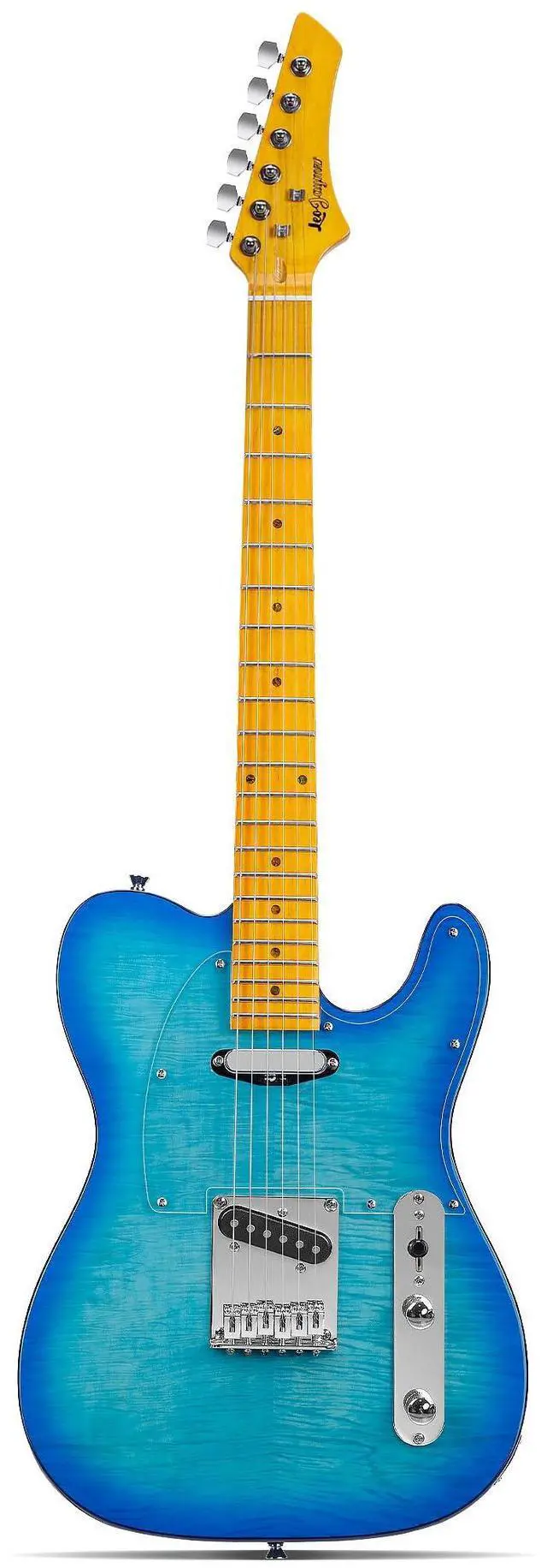 Main image of TL Style Electric Guitar with Flame Maple Top - High Gloss Mahogany Body and Hard Maple Neck - High Transparent Acrylic Pickguard (Transparent Blue Burst)