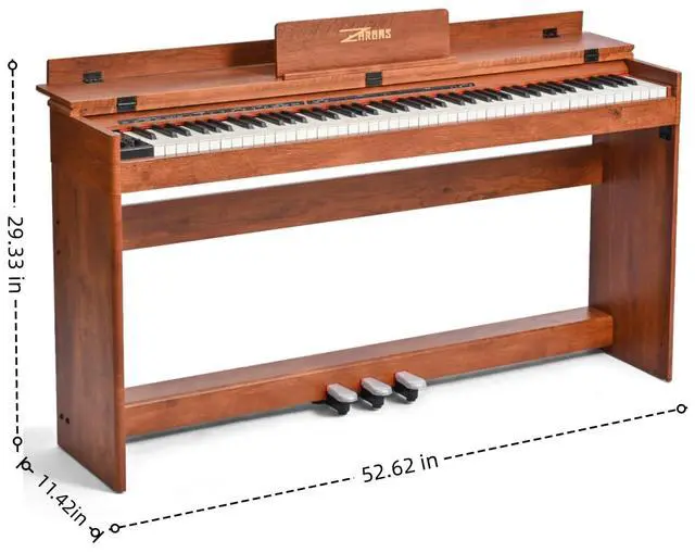 Alt view image 7 of 7 - Digital Piano 88 Key Full-Size Weighted Keyboard, Wooden Classic Upright Electric Piano with Headphone Jack, Piano Stand, 3 Pedal, Suitable for Beginner, Professional