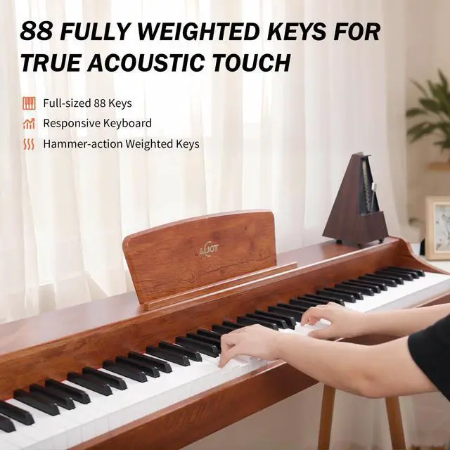 Alt view image 2 of 7 - Digital Piano 88-Key Hammer-action Weighted Keyboard | Full Size Wooden Electric Piano with Triple Pedal, Home Compact Design, MIDI/Headphone Connect, Gift for Beginners