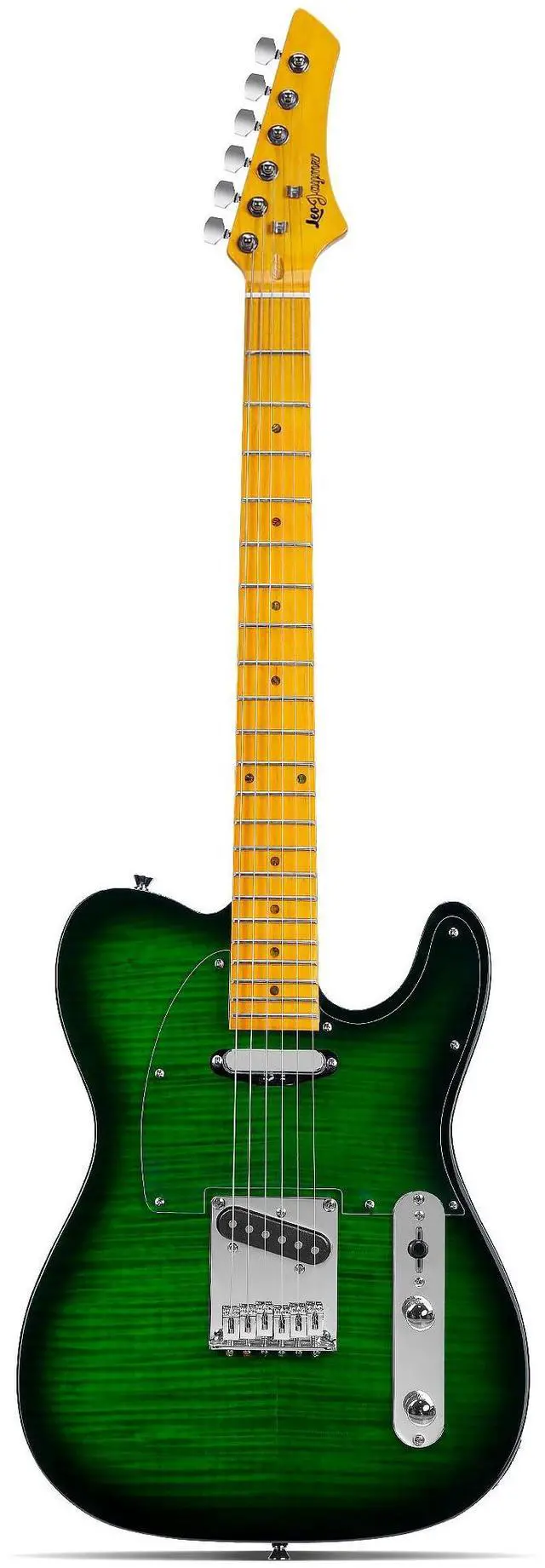 Main image of TL Style Electric Guitar with Flame Maple Top - High Gloss Mahogany Body and Hard Maple Neck - High Transparent Acrylic Pickguard (Transparent Green)