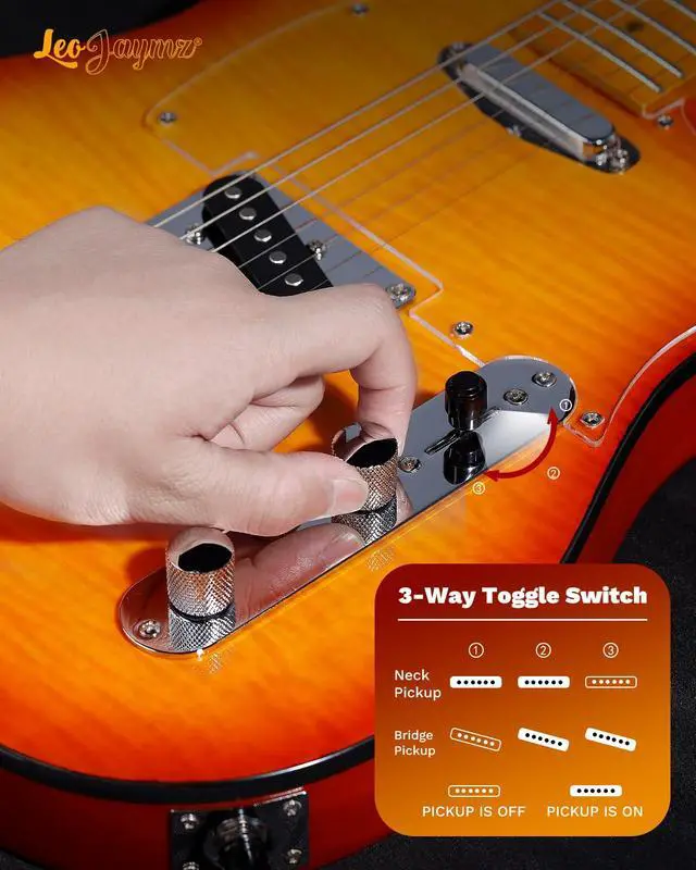 Alt view image 5 of 7 - TL Style Electric Guitar with Flame Maple Top - High Gloss Mahogany Body and Hard Maple Neck - High Transparent Acrylic Pickguard (Transparent Honey Burst)