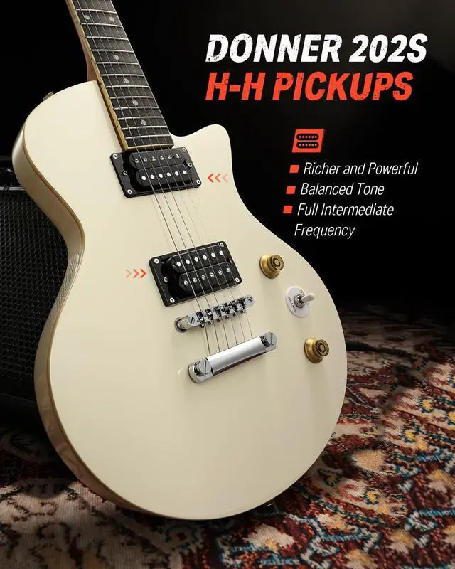 Alt view image 2 of 7 - DSC-128 Electric Guitar Beginner Kit 39" Full Size Solid Body H-H Pickups, C-Shape Neck with Gig Bag, Ideal for Rock Blues Practice, White