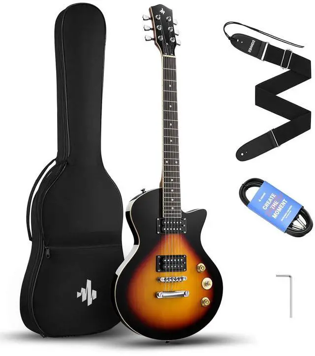 Main image of 39" Electric Guitar Beginner Kits, Solid Body with Dual Humbucker Pickups, C-Neck Full Size Kit with Bag - Ideal for Starters and High-gain Rock, Sunburst