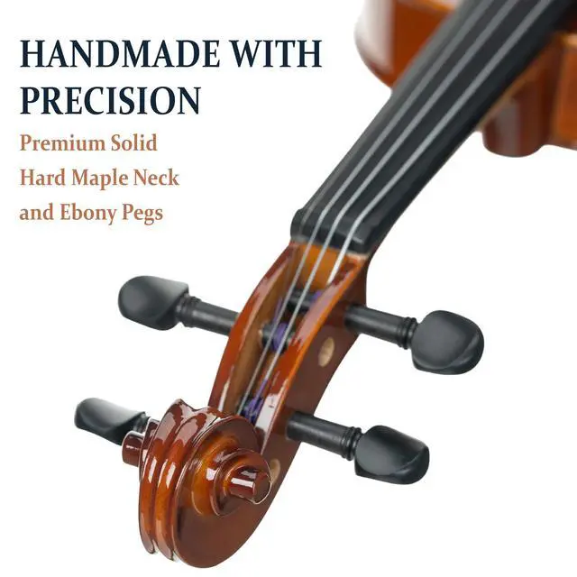 Alt view image 2 of 7 - 1/4 Size Acoustic Violin Set, Solid Wood Body with Bow & Case