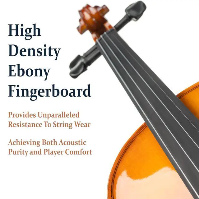 Alt view image 5 of 7 - 1/4 Size Acoustic Violin Set, Solid Wood Body with Bow & Case
