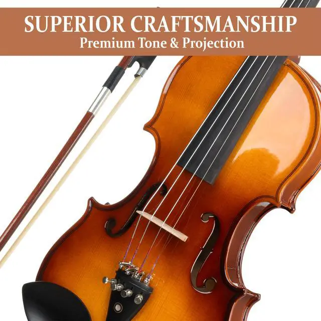 Alt view image 6 of 7 - 1/4 Size Acoustic Violin Set, Solid Wood Body with Bow & Case