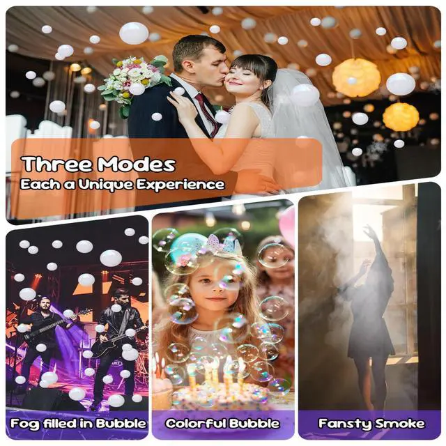 Alt view image 3 of 7 - 450W Fog Bubble Machine, 3-in-1 Smoke Bubble Machine with Remote Controller, Produce Colorful Bubbles Foggy Bubbles Abundant Fog for Halloween Christmas Holiday Stages Wedding Clubs