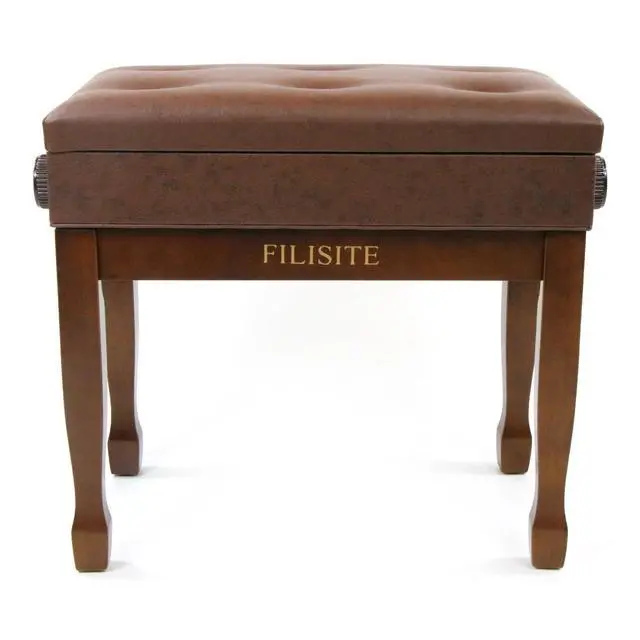 Alt view image 3 of 5 - Adjustable Height Piano Stool Bench PU Leather Cushion Wooden Keyboard Seat with Music Storage (Wood)