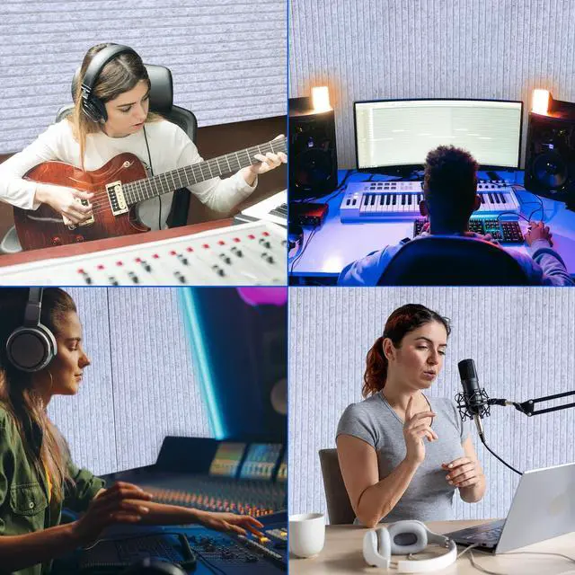 Alt view image 7 of 7 - 10 Pack 47x24 Inch Acoustic Wall Panels, Large Self Adhesive Sound Absorbing Panels for Home, Bedroom, Gaming Room Studio Office, High Density Noise Dampening Wall Decor for Echo Reduction, Light Gray