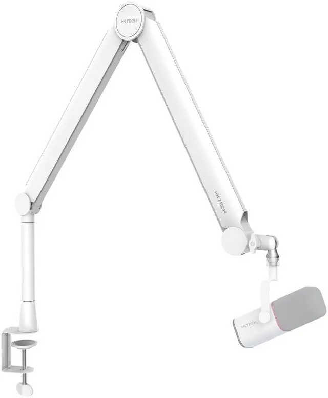 Main image of Mic Arm White Premium Boom Arm 360° Rotatable Microphone Arm Stand with Desk Mount Fully Adjustable Sturdy and Universal VALIANT WHITE Model