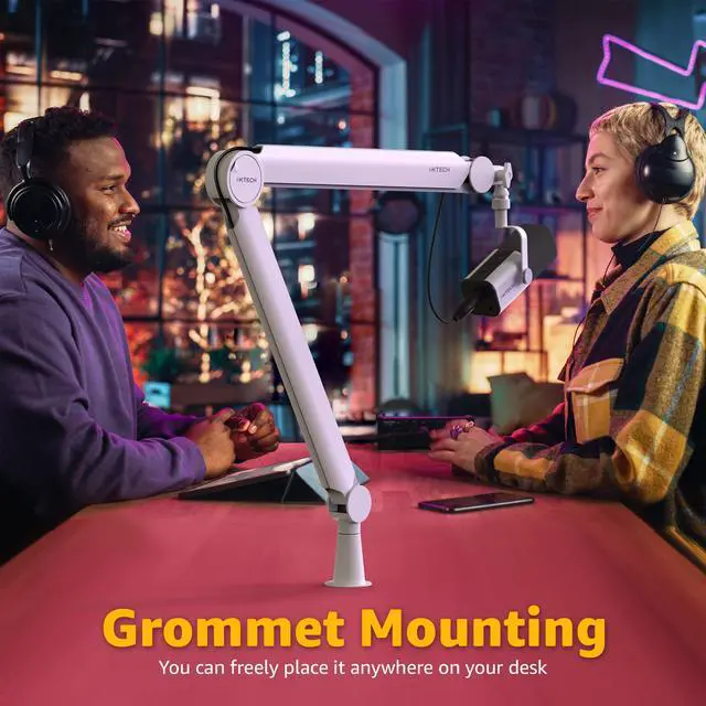 Alt view image 6 of 7 - Mic Arm White Premium Boom Arm 360° Rotatable Microphone Arm Stand with Desk Mount Fully Adjustable Sturdy and Universal VALIANT WHITE Model