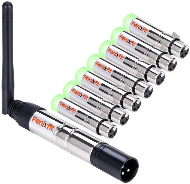 Main image of Wireless DMX512 Transmitter Receiver No Latency DJ 2.4G DMX Wireless 1 Transmitter & 7 Receivers Long Transmission Range DMX Light Controller for LED Stage Disco Lighting