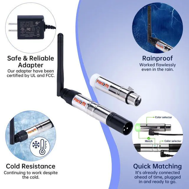 Alt view image 2 of 7 - Wireless DMX512 Transmitter Receiver No Latency DJ 2.4G DMX Wireless 1 Transmitter & 7 Receivers Long Transmission Range DMX Light Controller for LED Stage Disco Lighting