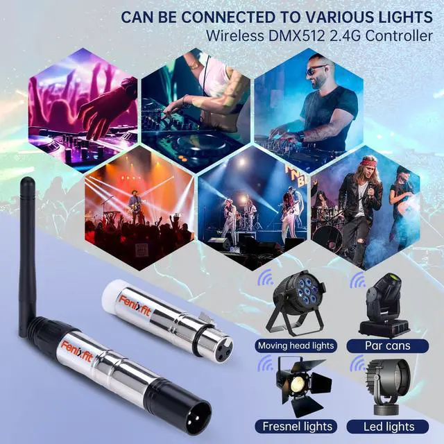 Alt view image 5 of 7 - Wireless DMX512 Transmitter Receiver No Latency DJ 2.4G DMX Wireless 1 Transmitter & 7 Receivers Long Transmission Range DMX Light Controller for LED Stage Disco Lighting