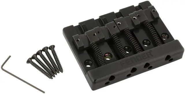 Main image of HiMass 4-String Bass Bridge Assembly With Zinc Saddles, Black