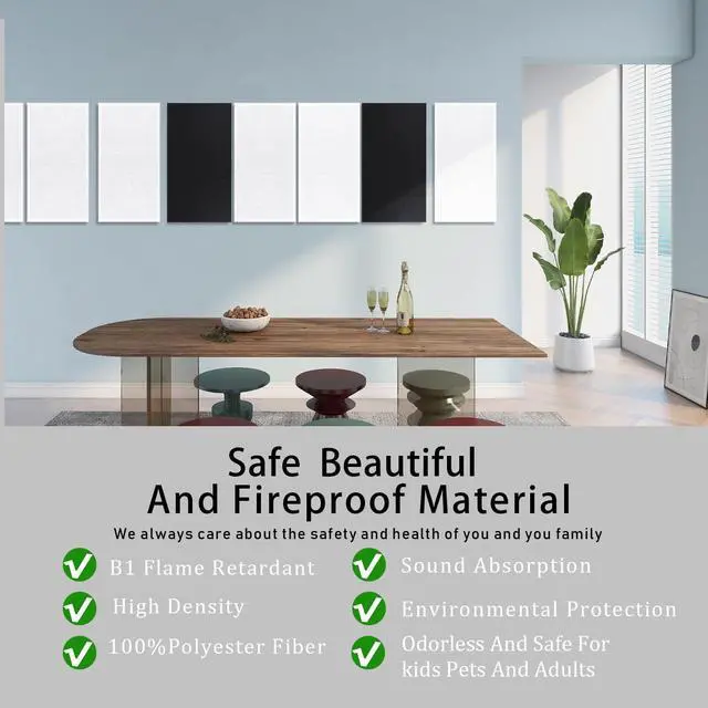 Alt view image 2 of 7 - 6 Pack Self-Adhesive Acoustic Panels,15.75" X 31.5" X 0.47" Soundproof Wall Panels, High Density Beveled Edge Acoustic Wall Panels, Sound Proof Absorbing for Studio Home and Office (White)