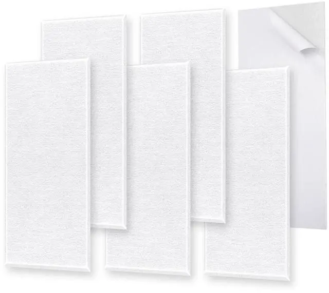 Main image of 6 Pack Self-Adhesive Acoustic Panels,15.75" X 31.5" X 0.47" Soundproof Wall Panels, High Density Beveled Edge Acoustic Wall Panels, Sound Proof Absorbing for Studio Home and Office (White)