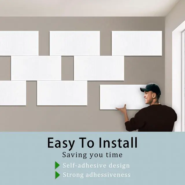 Alt view image 3 of 7 - 6 Pack Self-Adhesive Acoustic Panels,15.75" X 31.5" X 0.47" Soundproof Wall Panels, High Density Beveled Edge Acoustic Wall Panels, Sound Proof Absorbing for Studio Home and Office (White)