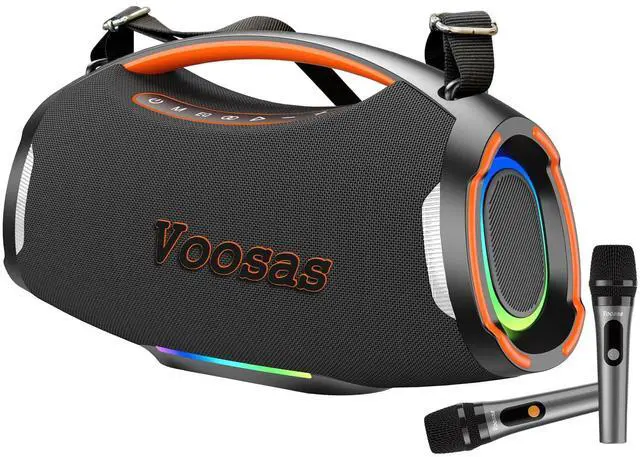 Main image of Portable Bluetooth Speaker with 2 Wireless Mics, 250W Peak Booming Bass, IP55 Waterproof Dustproof, TWS Pairing, RGB Lights, 6.5H Continuous Use / 20H Music, Outdoor Party Speaker, Ideal Gifts