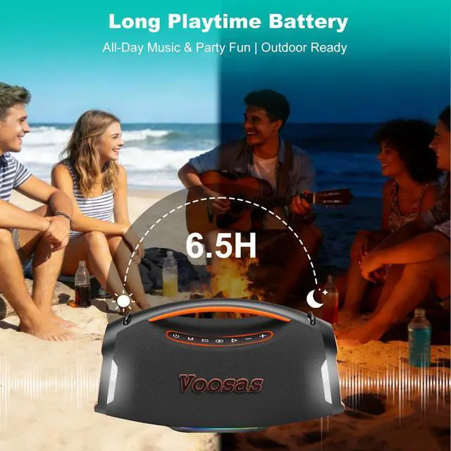 Alt view image 7 of 7 - Portable Bluetooth Speaker with 2 Wireless Mics, 250W Peak Booming Bass, IP55 Waterproof Dustproof, TWS Pairing, RGB Lights, 6.5H Continuous Use / 20H Music, Outdoor Party Speaker, Ideal Gifts