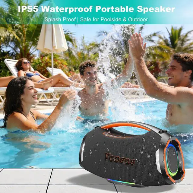 Alt view image 4 of 7 - Portable Bluetooth Speaker with 2 Wireless Mics, 250W Peak Booming Bass, IP55 Waterproof Dustproof, TWS Pairing, RGB Lights, 6.5H Continuous Use / 20H Music, Outdoor Party Speaker, Ideal Gifts