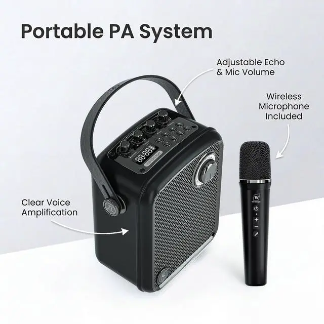 Alt view image 2 of 7 - 70W Voice Amplifier with UHF Wireless Handheld Microphone & Bluetooth 5.3 | Portable PA System & Karaoke Mic Speaker Set with USB/TF/AUX/Guitar for Teaching, Public Speaking & Singing - S100