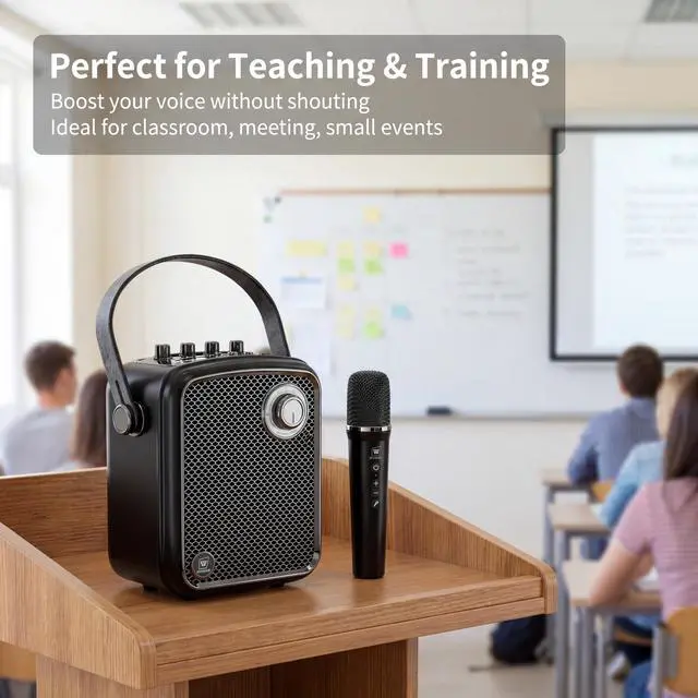 Alt view image 5 of 7 - 70W Voice Amplifier with UHF Wireless Handheld Microphone & Bluetooth 5.3 | Portable PA System & Karaoke Mic Speaker Set with USB/TF/AUX/Guitar for Teaching, Public Speaking & Singing - S100