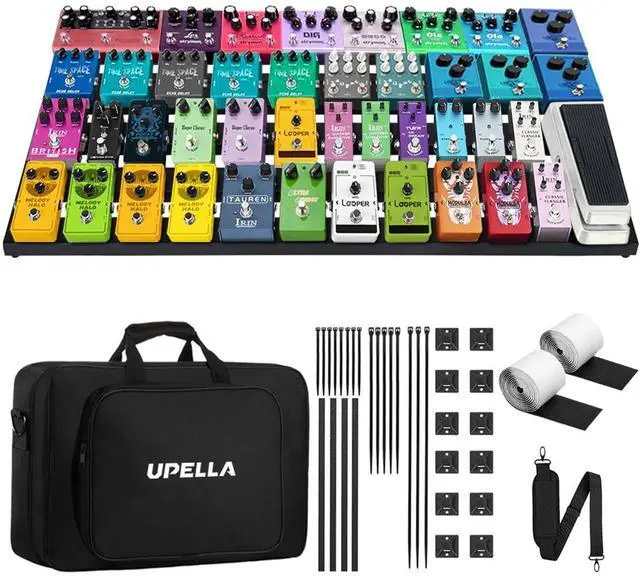 Main image of 32INCH Guitar Pedal Board Aluminum Guitar Effect Pedal Board 32'' x 16.14'' Guitar Effects Pedalboard Accessories with Hook Loop Carry Bag