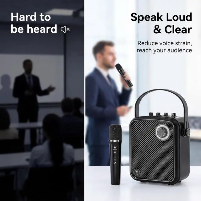Alt view image 6 of 7 - 70W Voice Amplifier with UHF Wireless Handheld Microphone & Bluetooth 5.3 | Portable PA System & Karaoke Mic Speaker Set with USB/TF/AUX/Guitar for Teaching, Public Speaking & Singing - S100